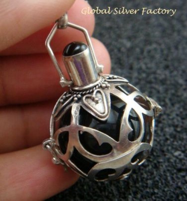 22mm 925 Silver Harmony Ball/ Pregnancy Ball Pendant w/ Gem HB-373-KT