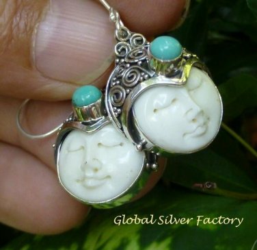Silver and Turquoise Naya Goddess Earrings GDE-1236-KT