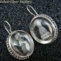 Sterling Silver & Natural Crystal Carved  Guan Yin Earrings ER-756-KT