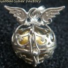 Sterling Silver Angel Wings Harmony Ball / Pergnancy Ball/ Mexican Bola Pendant HB-375-KT