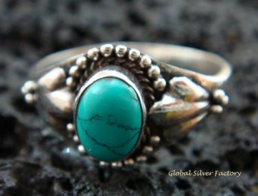 Sterling Silver Turquoise Gemstone Ring RI-278-KT