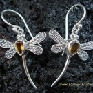 925 Silver & Citrine Dragonfly Earrings ER-550-KT
