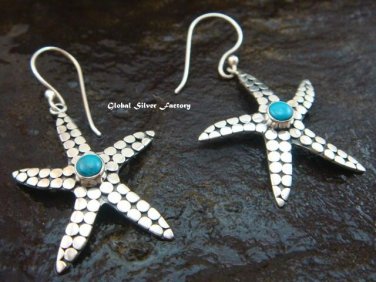 925 Silver Turquoise Starfish Earrings ER-564-NY