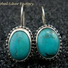 Sterling Silver & Oval Turquoise Bali Earrings ER-684-KT