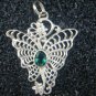 Sterling Silver & Green Quartz Butterfly Pendant SP-697-KA