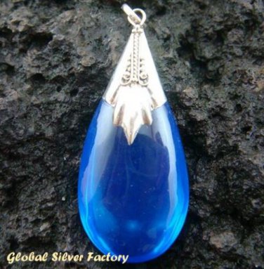 925 Silver Blue Shappire (syn) Pendant SJ-204-KT