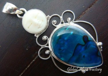925 Silver Moon Face & Shell Goddess Pendant GDP-504-NY