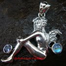 Sterling Silver, Moonstone, Amethyst Fairy Pendant SP-511-PS