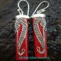 Bali Sterling Silver Coral Tube Earrings ER-597-NY