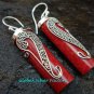 Bali Sterling Silver Coral Tube Earrings ER-597-NY