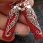 Bali Sterling Silver Coral Tube Earrings ER-597-NY