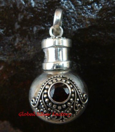 New Model 925 Silver Bali Ornate Cremation Pendant w/Garnet PP-384-KT