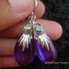 Silver Peridot & Synthetic Teardrop Amethyst Earrings SJ-140-KT