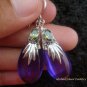 Silver Peridot & Synthetic Teardrop Amethyst Earrings SJ-140-KT