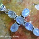 Sterling Silver Rainbow Moonstone Cross Pendant SP-788-NY