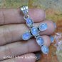 Sterling Silver Rainbow Moonstone Cross Pendant SP-788-NY