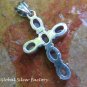 Sterling Silver Rainbow Moonstone Cross Pendant SP-788-NY
