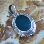 Petite Sterling Silver Green Agate Carved Flower and Vine Design Pendant SP-810-KA