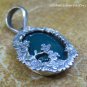 Petite Sterling Silver Green Agate Carved Flower and Vine Design Pendant SP-810-KA