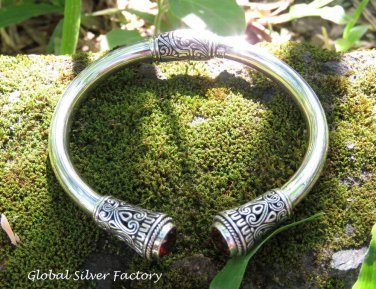 Sterling Silver and Garnet Bangle SBB-485