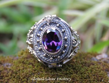 Amethyst Poison Locket Ring LR-759