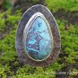 Chrysocolla and Hammered Silver Ring RI-676 Chose Size 6,7,8,9 or 10