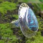 Chrysocolla and Hammered Silver Ring RI-676 Chose Size 6,7,8,9 or 10