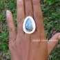 Chrysocolla and Hammered Silver Ring RI-676 Chose Size 6,7,8,9 or 10