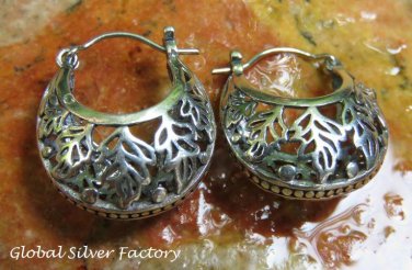 Sterling Silver Filigree Hoop Earrings SE-262-KA