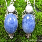 Sterling Silver Sodalite & Pearl Dangle Earrings ER-845