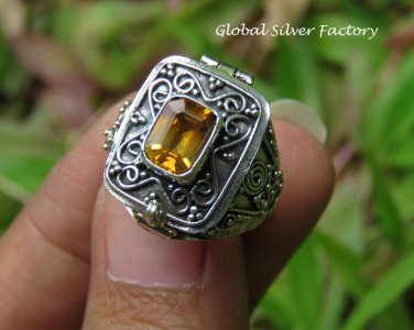 Choose Size 6/7/8/9/10 Handcrafted Citrine Poison Locket Ring LR-747-NY