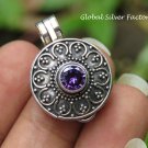 Round Amethyst Locket Keepsake Pendant LP-249