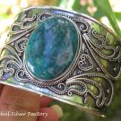 Handcrafted Sterling Silver and Chrysocolla Bangle SBB-487