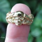 18k Gold Plated Skull and Dragon Ring GPR-145