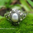 Silver and Pearl Poison Locket Ring LR-753