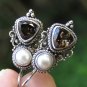 Smokey Quartz and Pearl Silver Earrings ER-870
