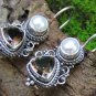 Smokey Quartz and Pearl Silver Earrings ER-870