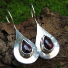 Teardrop Sterling Silver and Garnet Earrings ER-869