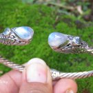 925 Silver and Rainbow Moonstone Bangle SBB-496
