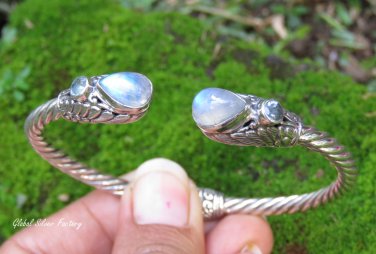 925 Silver and Rainbow Moonstone Bangle SBB-496