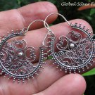 Sterling Silver Bali Filigree Hoop Earrings SE-258