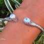 Sterling Silver Twisted Roped Design Bangle with Larimar SBB-497