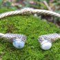 Sterling Silver Twisted Roped Design Bangle with Larimar SBB-497