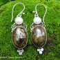 Sterling Silver Leopard Skin Jasper & Pearl Gemstone Earrings ER-846