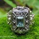 Handcrafted Blue Topaz Poison Locket Ring LR-748-NY