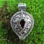 Sterling Silver and Garnet Teardrop Locket Pendant LP-260