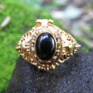 Black Onyx and 18k Gold Poison locket Ring GPR-154