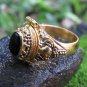Black Onyx and 18k Gold Poison locket Ring GPR-154