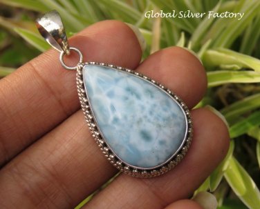 Teardrop Larimar Gemstone and Silver Pendant SP-860