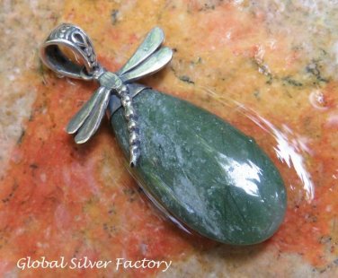Silver and Aventurine Dragonfly Pendant SP-798-KA